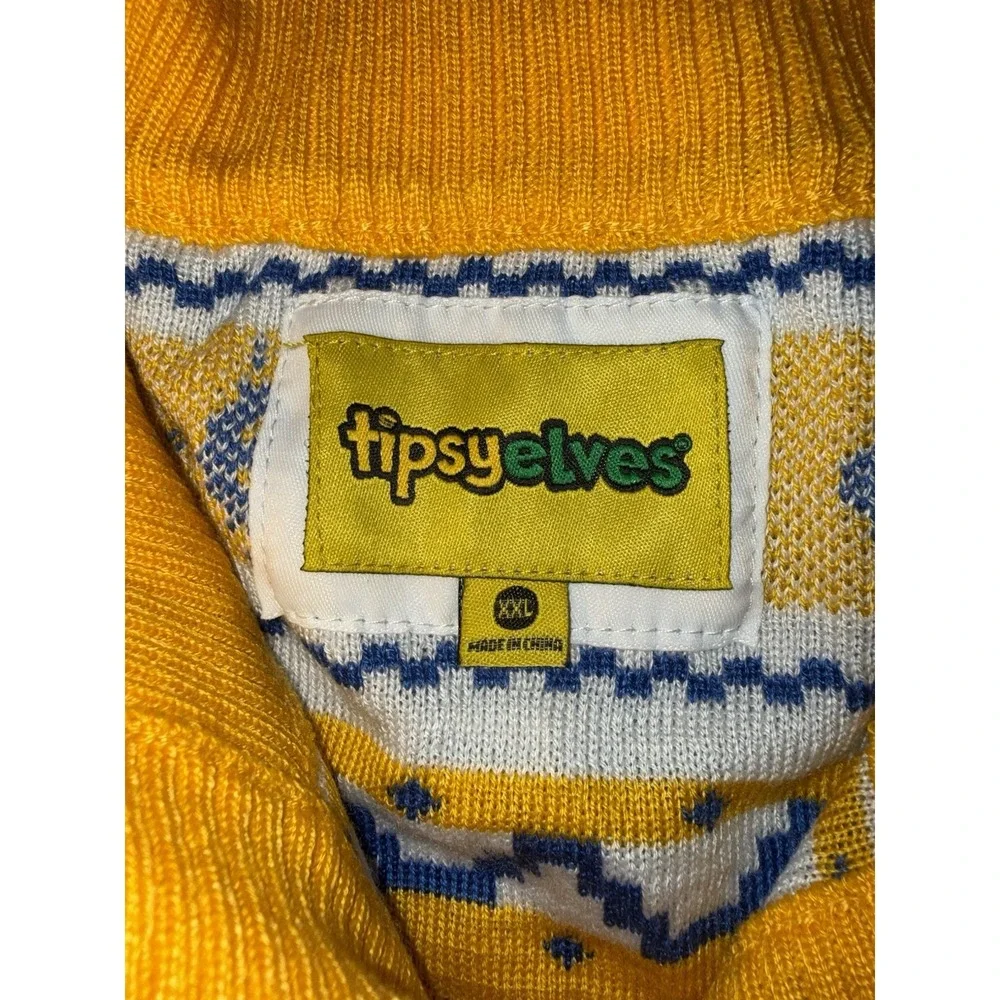New Tipsy Elves Men's Christmas Sz XXL Blue Menorah Print Cardigan‎ Sweater